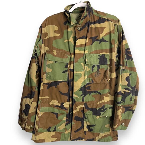 US Marines Military Uniform Jacket S Camo Multicolor Pockets Grunge Patriotic - Picture 1 of 10